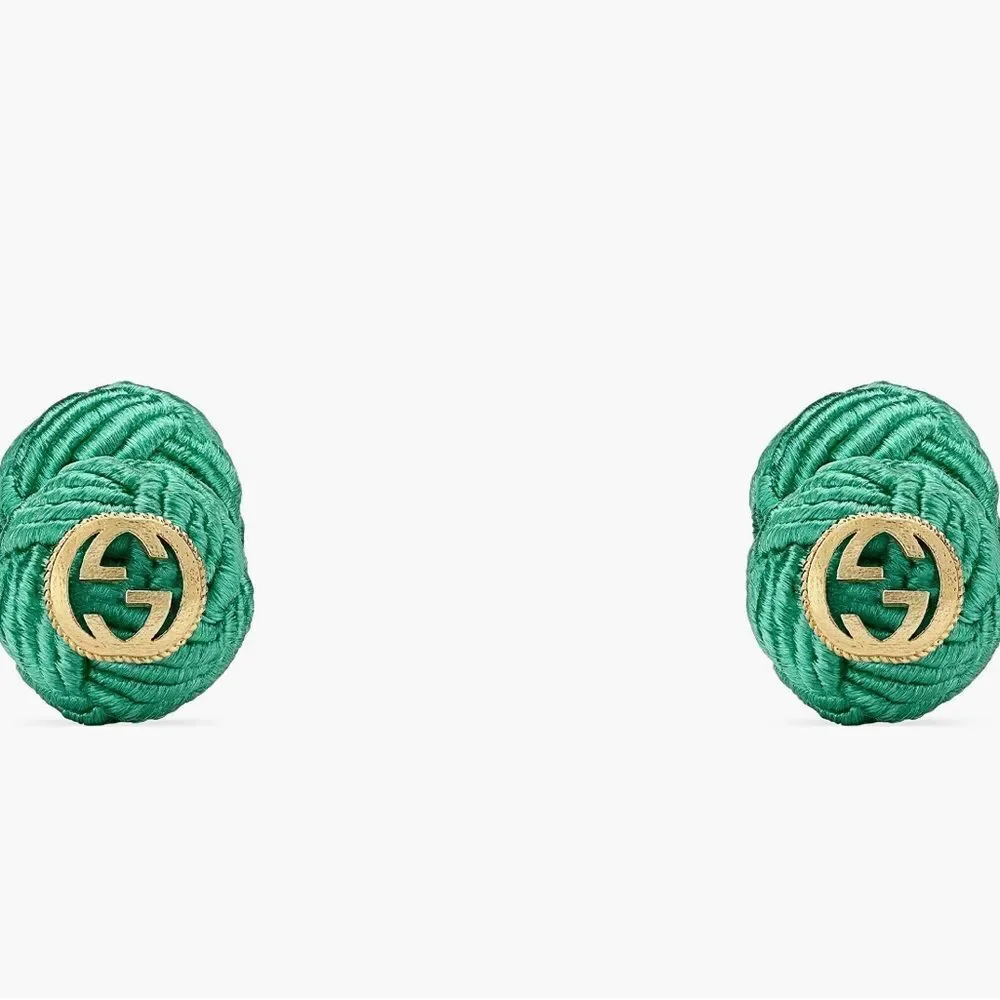 Brand new with box Gucci Green interlocking rope Knot cuff links